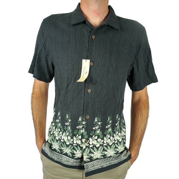 Tommy Bahama Other - Tommy Bahama Hawaiian Shirt Silk Coal Gray Small